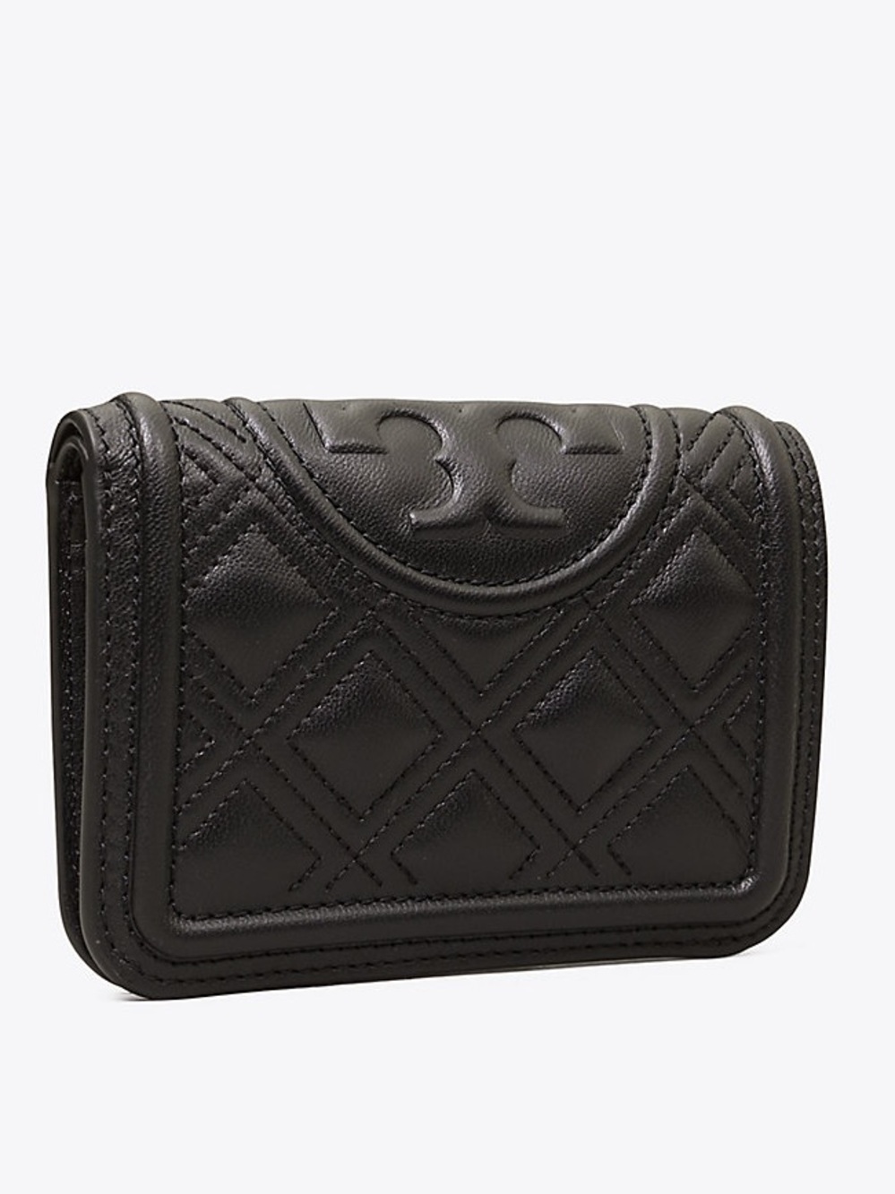 Tory Burch Fleming Soft Medium  Leather Wallet in Black